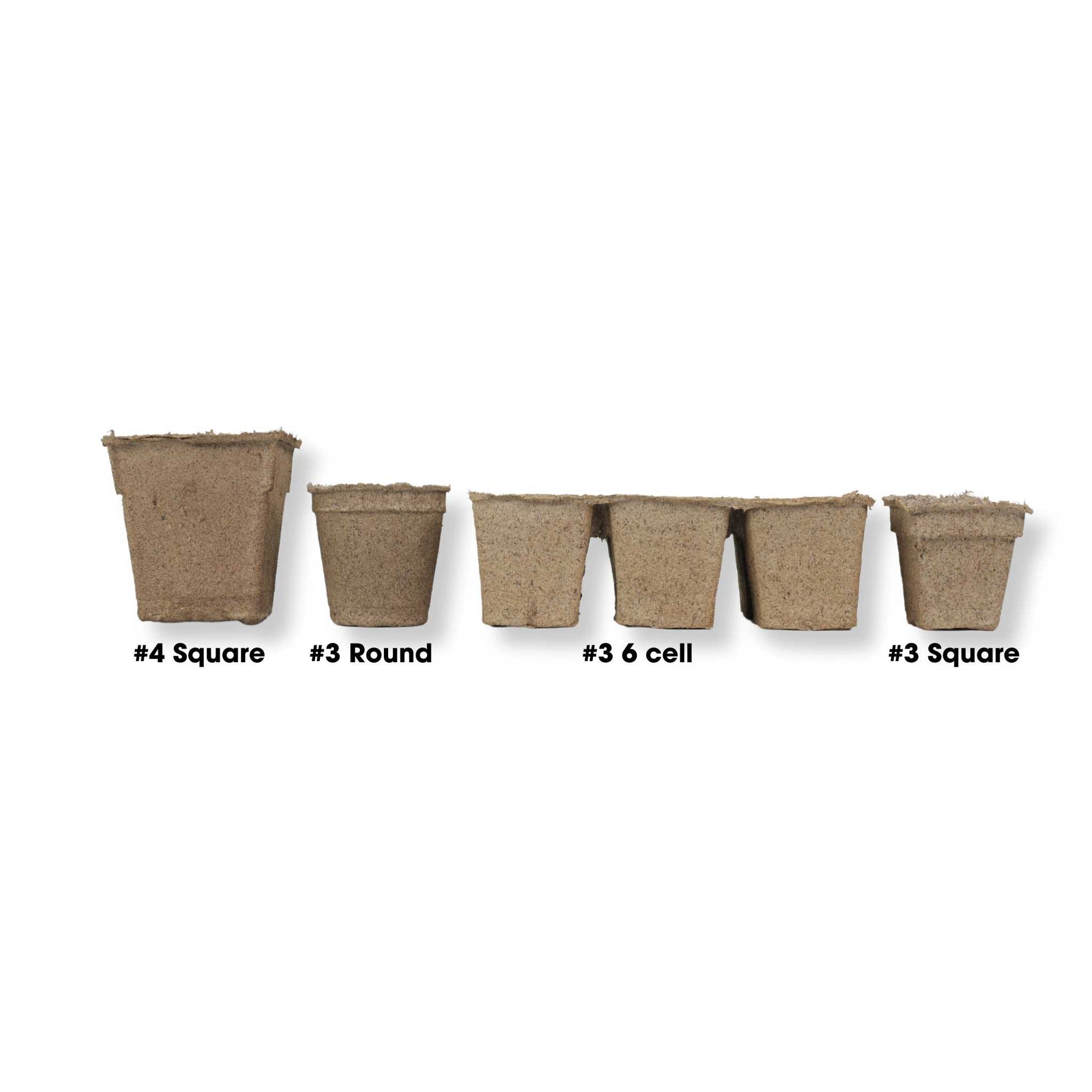 Comparison Shot CowPots #4 Square, #3 round, #3 6 Cell, #3 Square