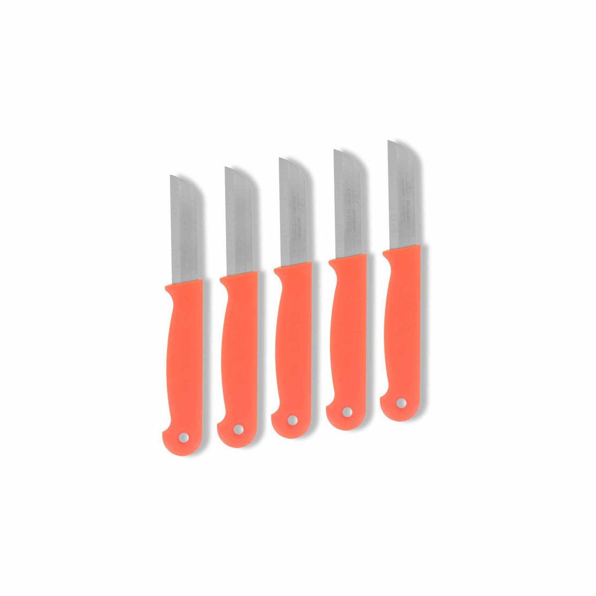 Metallo stainless steel harvest knifes - 5 pack with red handles