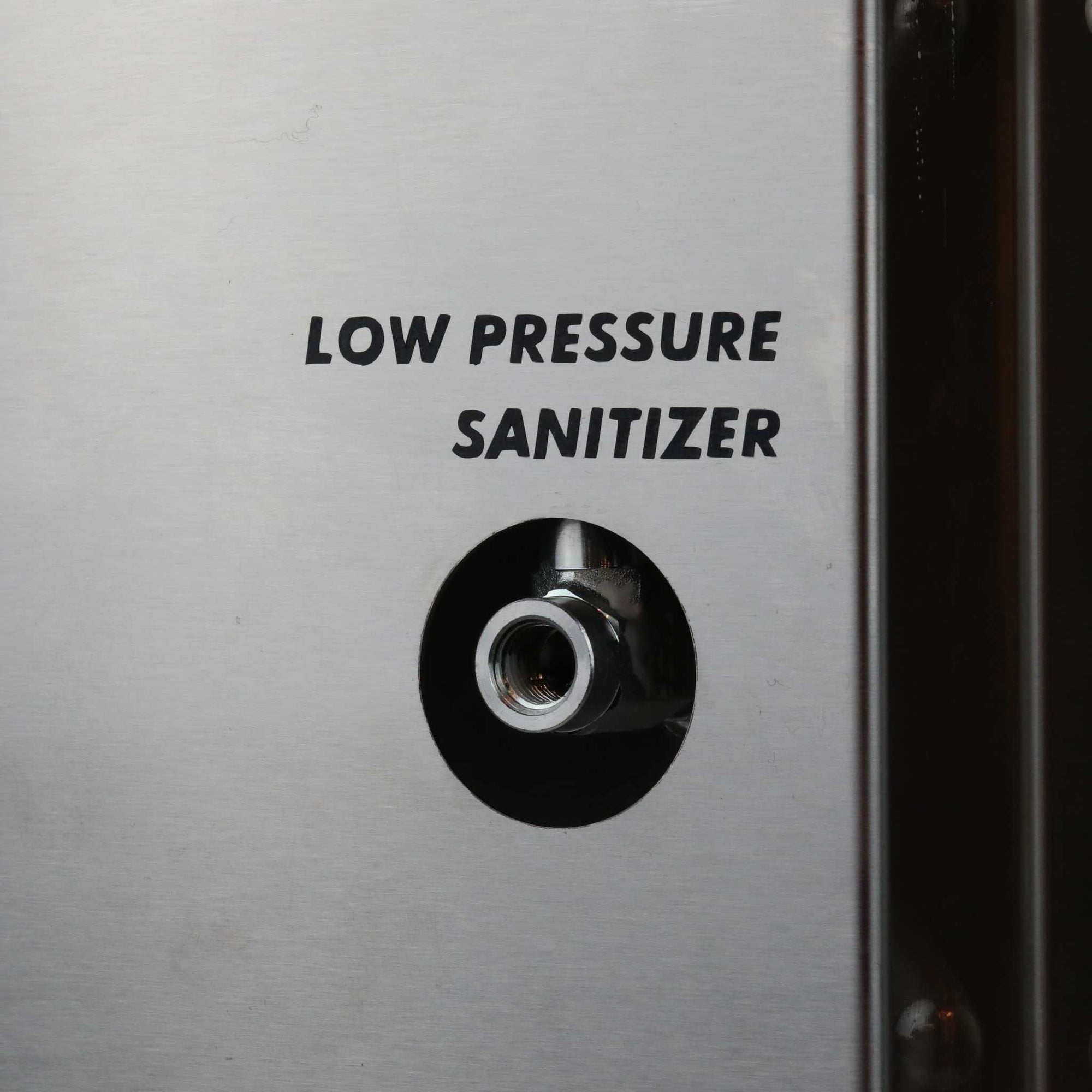 Low pressure sanitizer inlet for hose hookup
